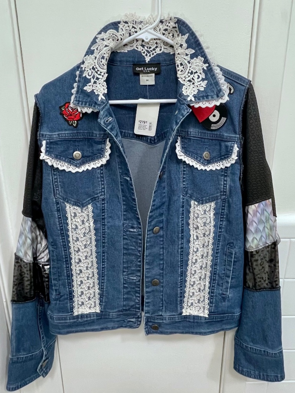 NWT Customized Stevie Nicks-Gold Dust Woman Jean Jacket-Get Lucky-Medium